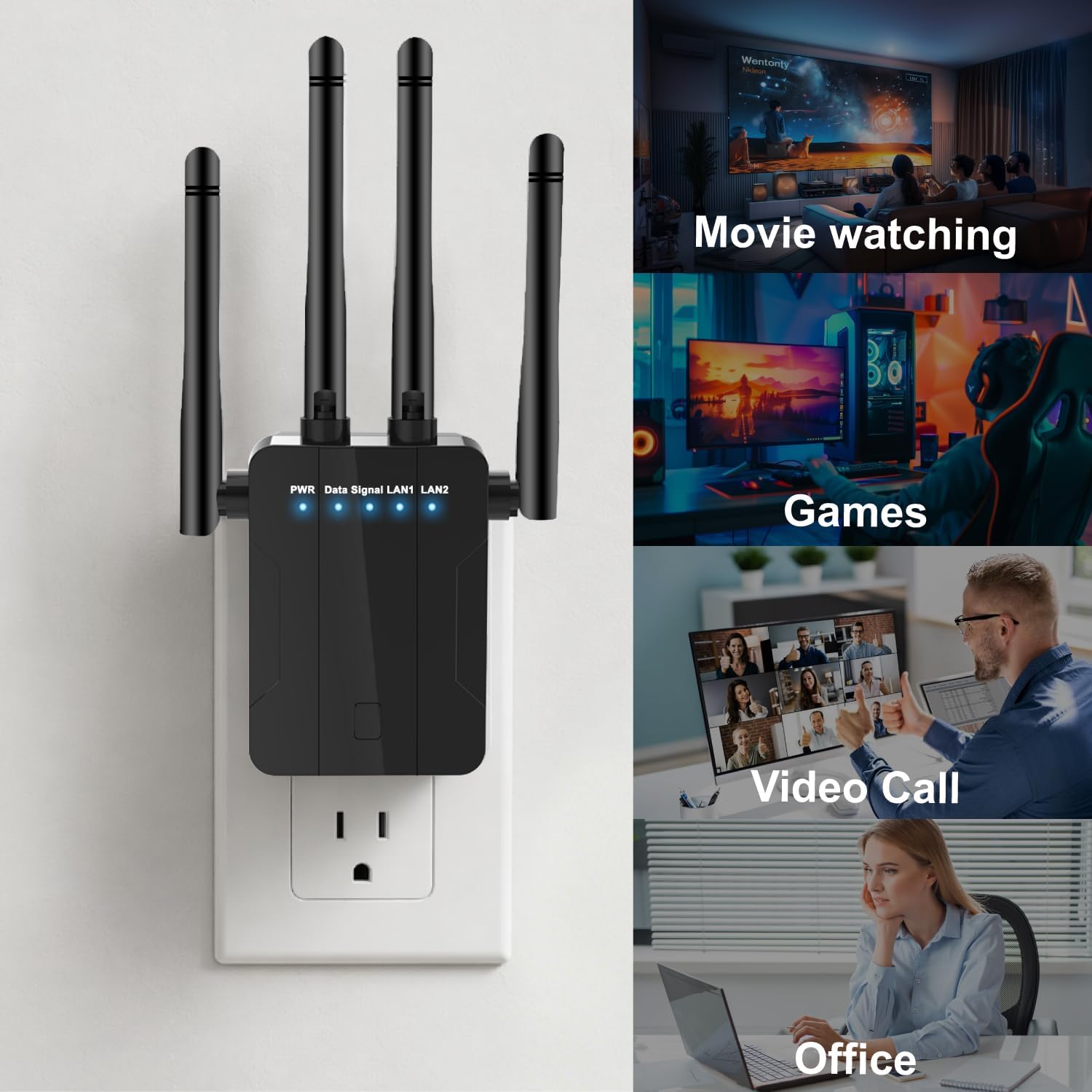 WiFi Extender Signal Booster 1200Mbps Dual Band Whole Home WiFi Repeater