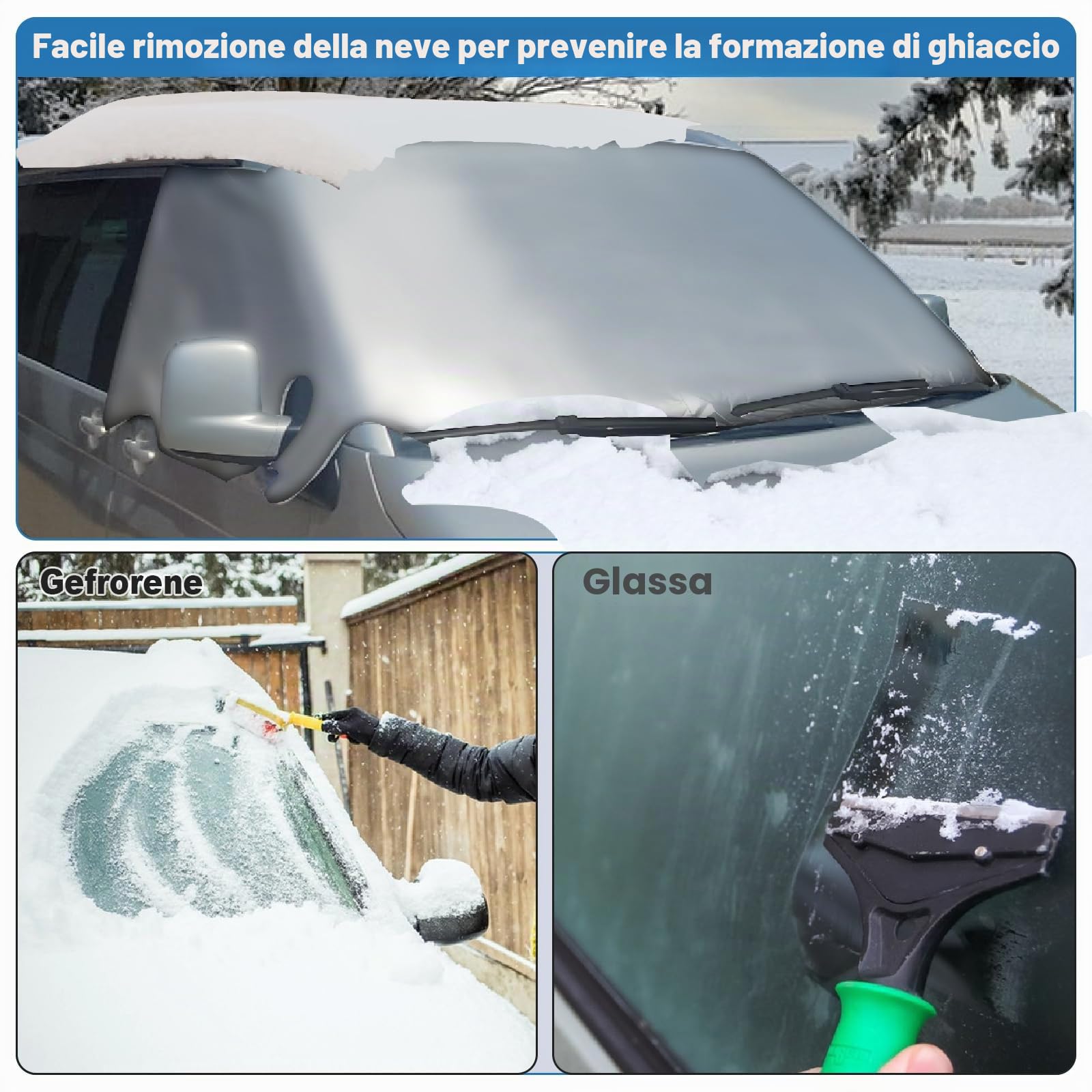Copertura per Parabrezza Auto per T6, Copertura per Parabrezza Anteriore Ispessita, Protezione da Neve, antigelo, Polvere e Ghiaccio, Copertura per finestrino Camper