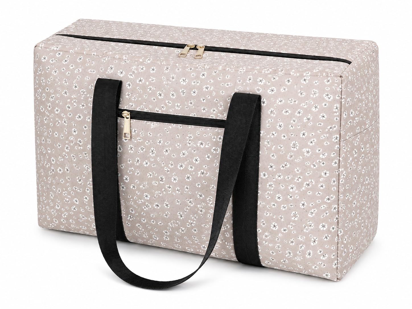 Kanika Creations Multipurpose Travel Duffel Bag for Women & Men | 17 Inch Large Capacity Weekender Bag | Lightweight Overnight Gym Bag with Front Zip Pocket | Floral Printed Cotton Travel Bag | Beige-image-19
