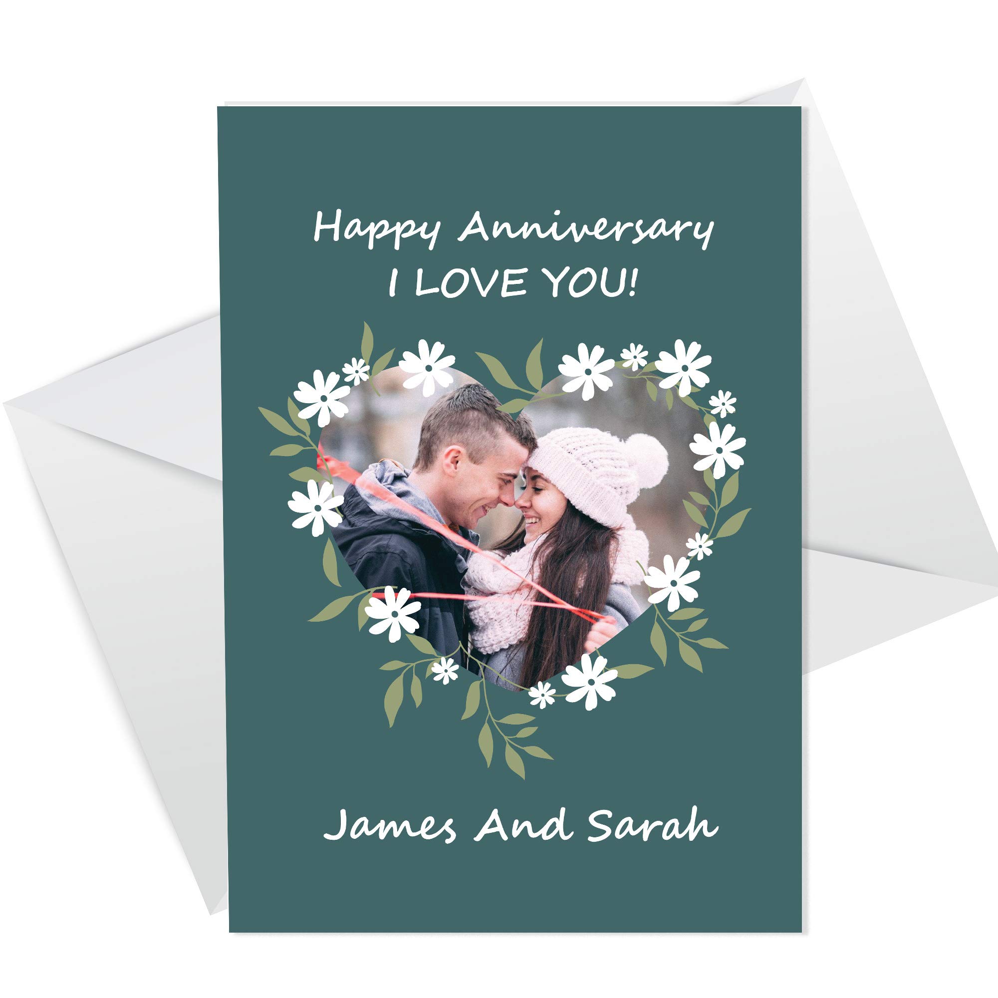RED OCEAN Personalised Anniversary Card CUSTOM PHOTO Card For Boyfriend Girlfriend Husband Wife