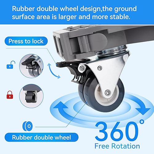 Miniatura 3 de Base móvil resistente para nevera, soporte para lavadora de 20 a 27 pulgadas con 8 pies fuertes y 4 ruedas de bloqueo, base móvil plana ajustable