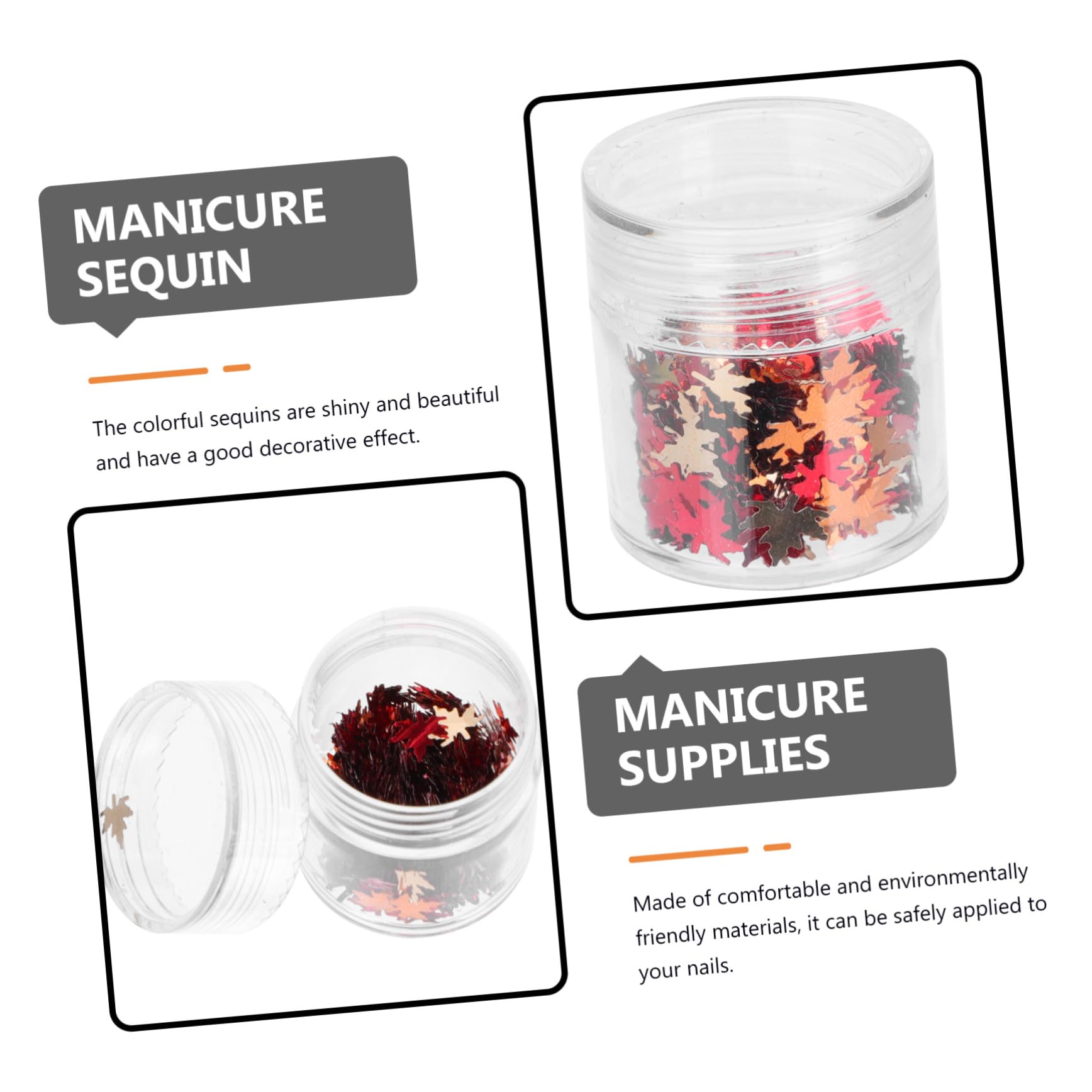 FRCOLOR 7 Pz Glitter per unghie in acero colori paillettes adesivi per unghie glitterati strenna di natale ragali natale arredamento adesivo per manicure forniture per manicure