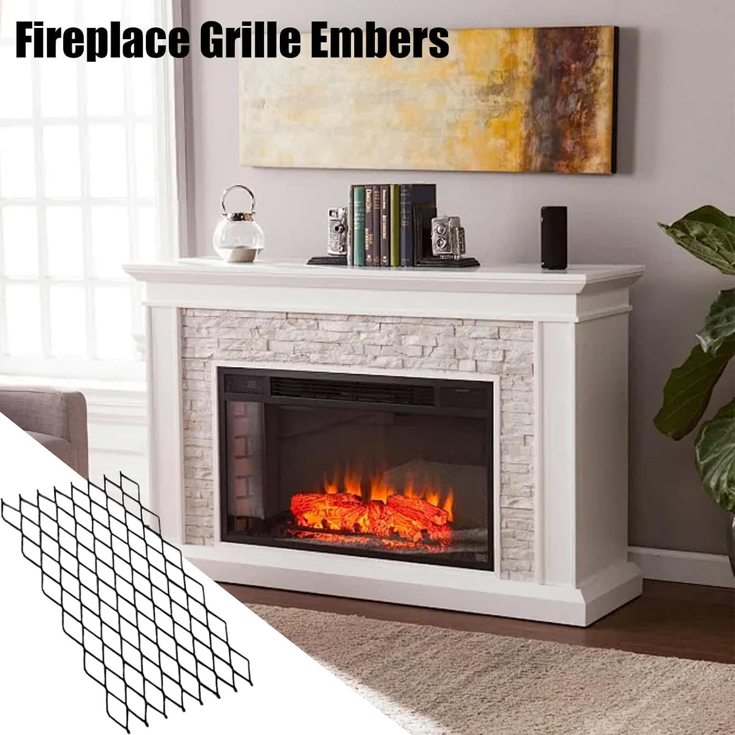 Fireplace Grate Steel Heavy Duty Heat Resistant | Fireplace Retainer Mesh for Home Apartment Bedroom Family Gatherings Outdoor Events