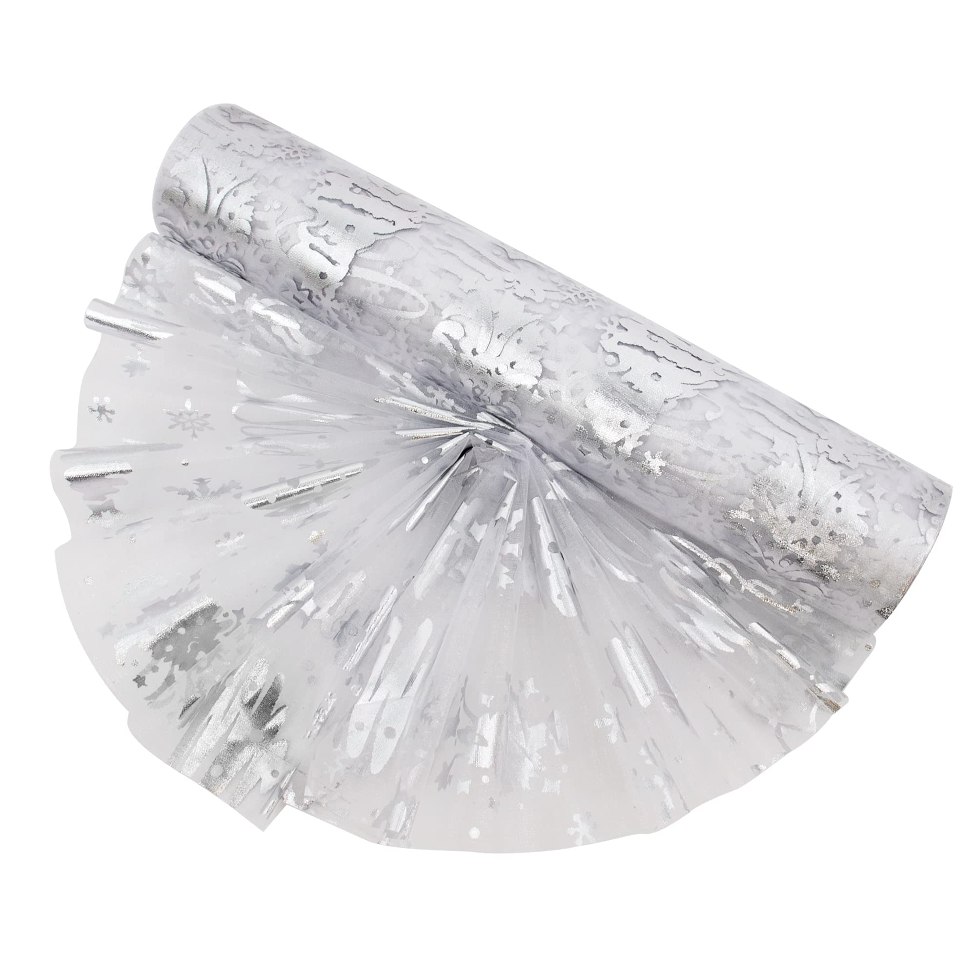 Time to Sparkle 29cm*26m Sheer Organza Roll Sash Fabric Table Runner Sashes Chair Cover Bows Swags Wedding Party - Silver Xmas Tree