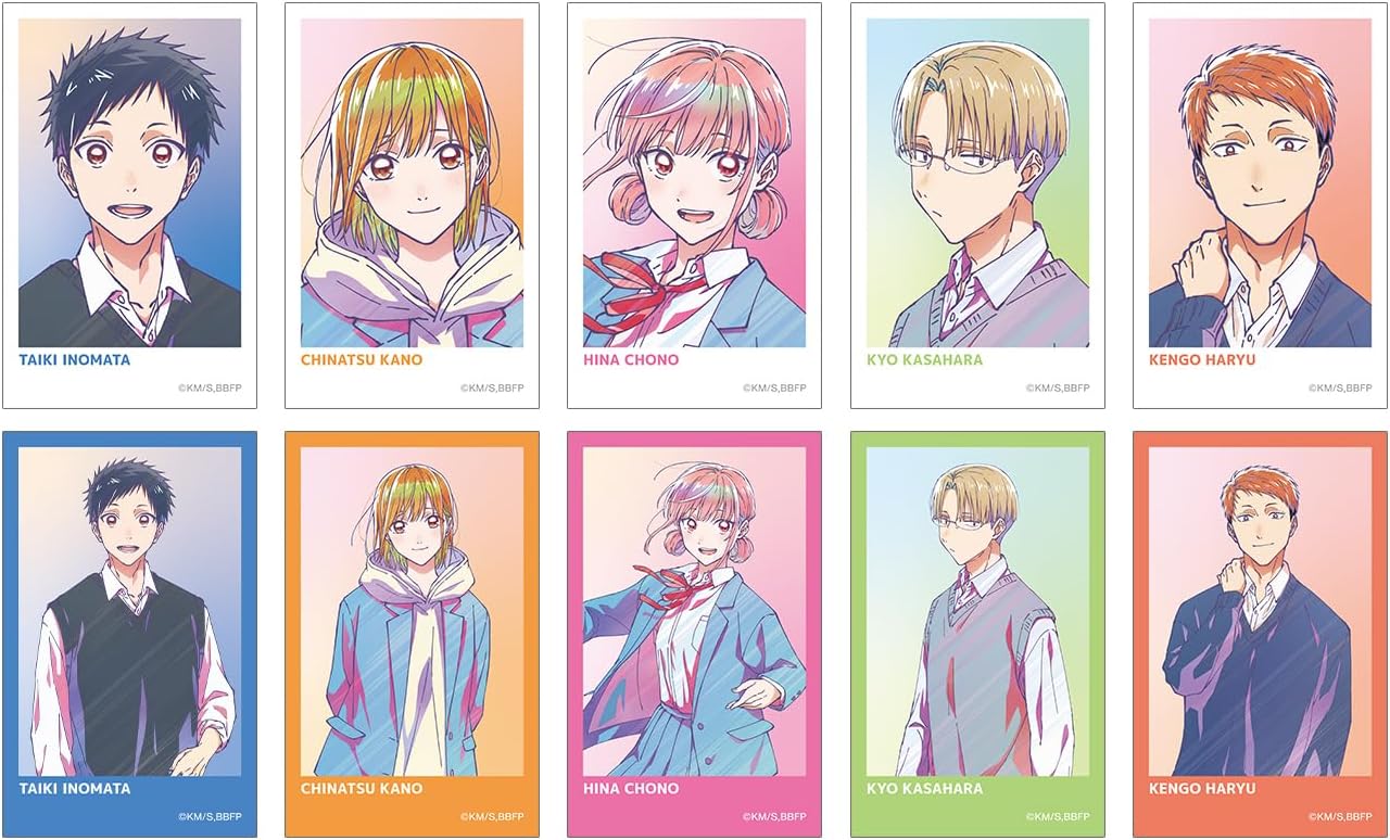 TV Anime Ao no Hako Trading ANI Art Clear Label Instant Camera Style Illustration Cards, Box of 10