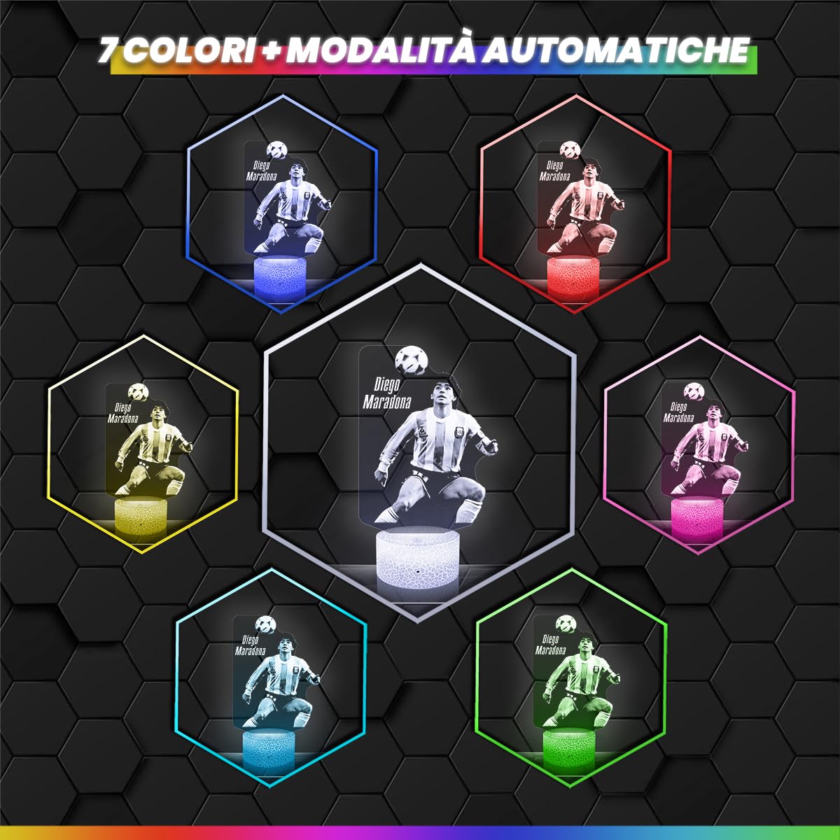 Lampephoto.fr - Lampada 3D Argentine - Diego Maradona, Luce Notturna Tattile Argentine - Diego Maradona Giocatore di Football, 3D Led Idea Regalo di Natale per Ragazzi e Ragazze Lampada da Notte TOP