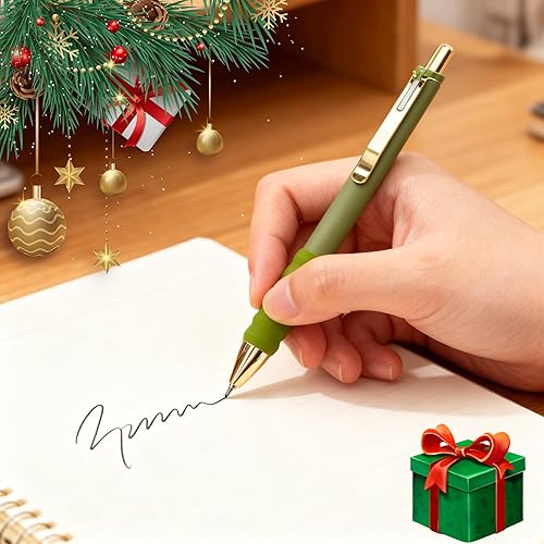 Miniatura 5 de Linbsunne Bolígrafos de gel de tinta negra de 0.5mm de punta fina, escritura suave, retráctiles, suministros de oficina (Vintage - 12 piezas)