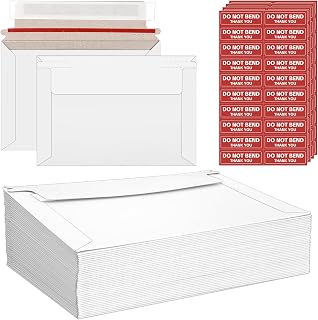 20 Pack 6.5x4.5 inch Rigid Mailers, Self Seal Photo Mailers Protective Flat Cardboard Envelopes White Blank Shipping Envelopes for Photos, Document, Invitation, Trading Card, Greeting Cards