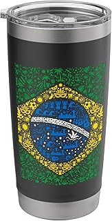 Brazil Flag Icon Collage Rio Samba Football Souvenir Stainless Steel Insulated Tumbler