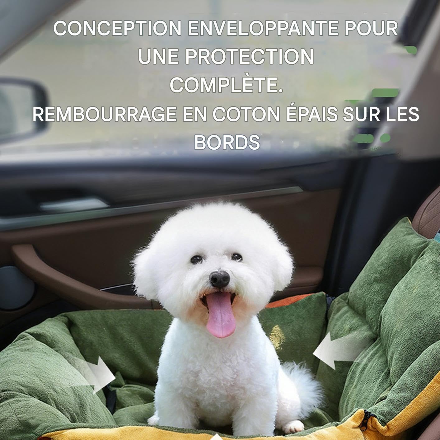 Asiento Coche para Perros Pequeños con Bolsillos y Cinturón de Seguridad | Transportín Para Gatos Para Viajes Coche Diario Cachorro Interior Exterior Transporte Púb
