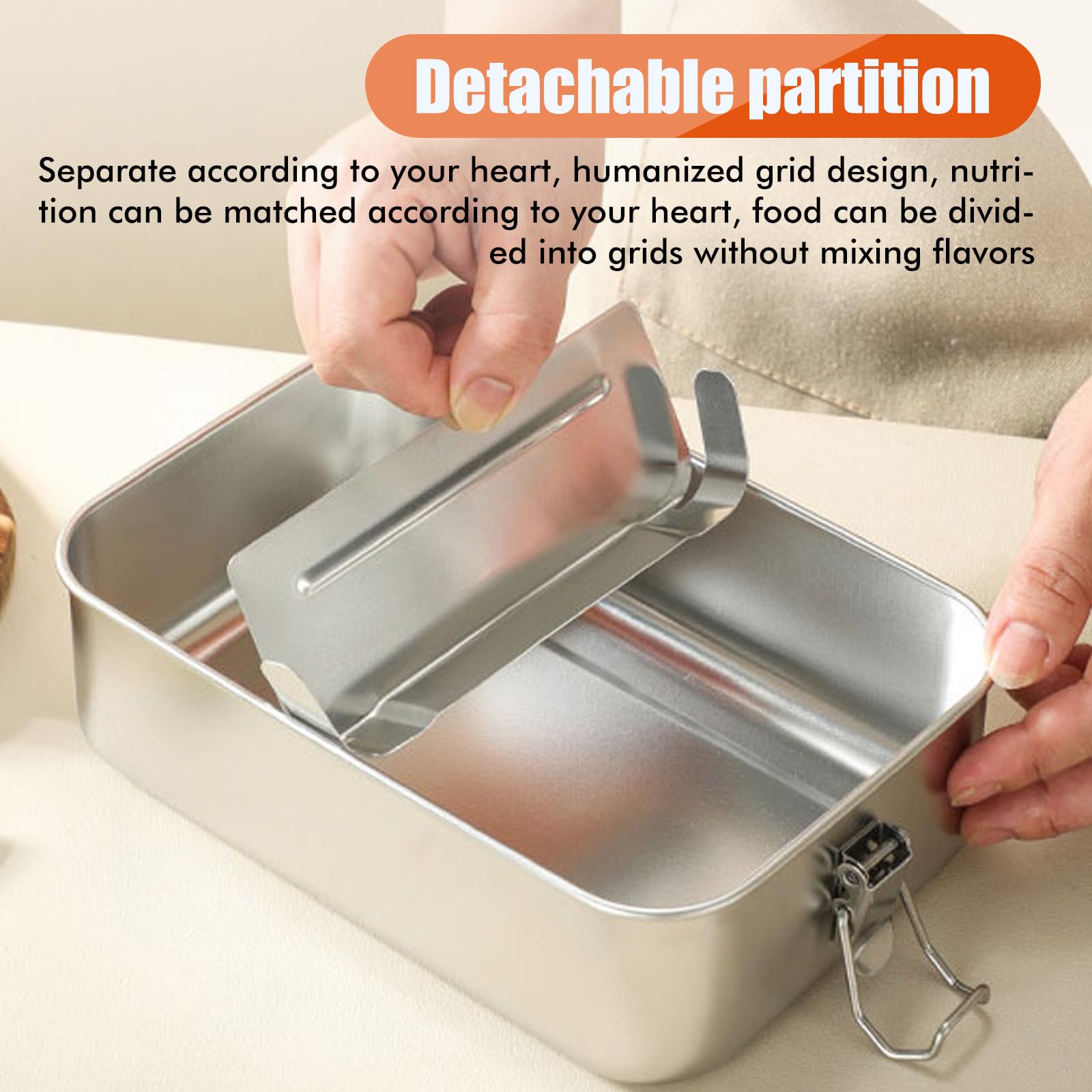 BORDEAG Lunch Box In Acciaio Inox,850ml+1400ml Contenitore Per Il Pranzo In Acciaio Inox Con 2 850ML+2 1400ML Partizione Rimovibile,Lunch Box Acciaio Inossidabile Per Bambini E Adulti