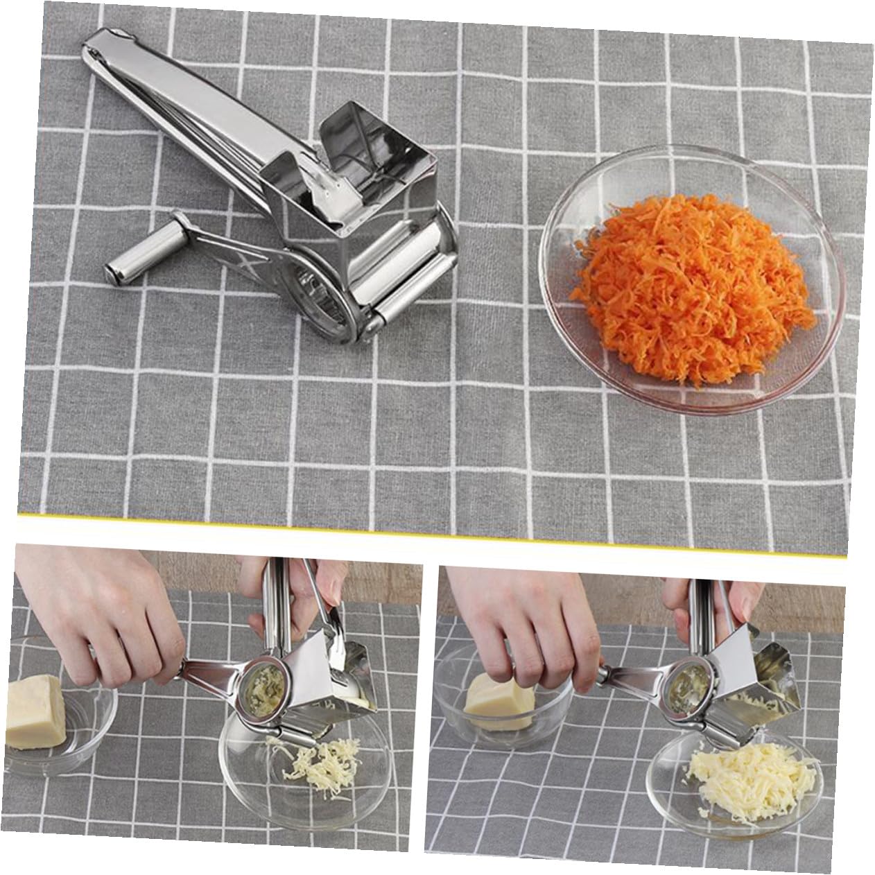 Edelstahl Käsereibe mit Handkurbel Manuelle Küchenkurbelreibe für Käse und Knoblauch Rostfrei Langlebig für Haushalt und Gastronomie