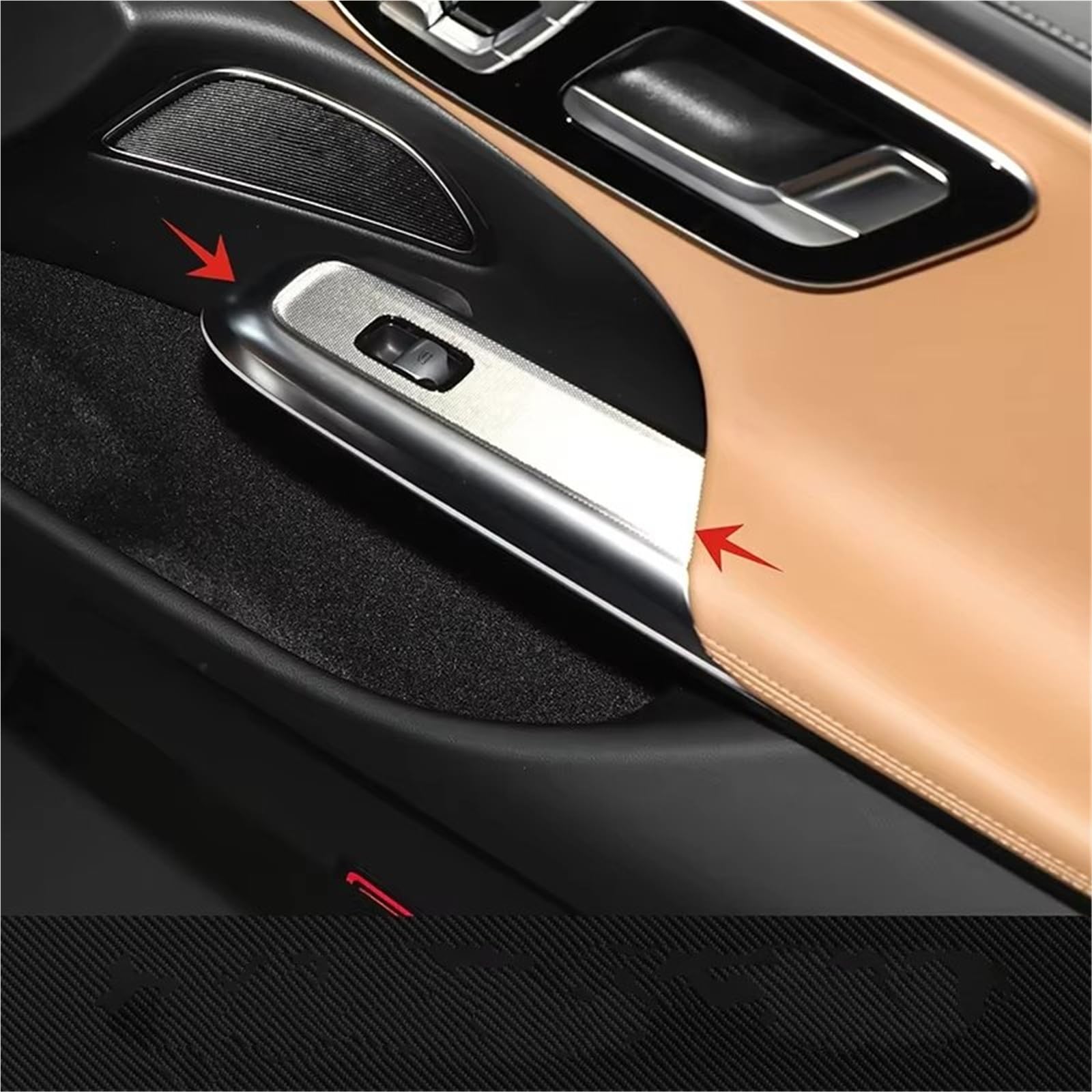 Cambio Pannello Telaio Copertura Pannell Per Benz Per Classe E Per W214 2024 Pannello Copertura Pulsante Sollevamento Vetro Finestrino Bracciolo Della Portiera Motivo Auto(Black LHD)