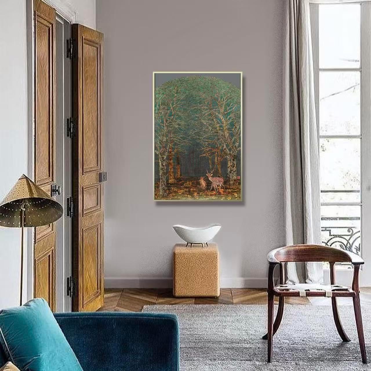 MUSM Abstract Texture Art Painting, Modern Simple Wall Decoration, Canvas Art Decor Wood Frame, Ready to Hang, Retro Wall Paintings Home Bedroom Dining Room Living Room Decoration