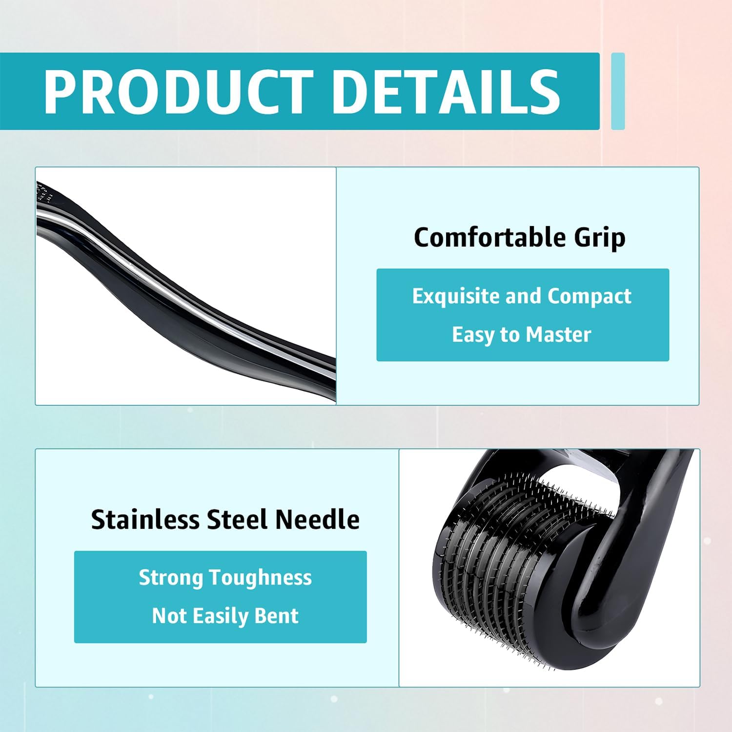 2 PCS Derma-Roller Microagujas, 0.5mm Rodillo Derma Rodillo de Afeitado Mikroneedling Derma-roller Cabello Pelo Barba Herramientas de Aseo para Anti-Edad Hombre Mujeres Profesional Microagujas