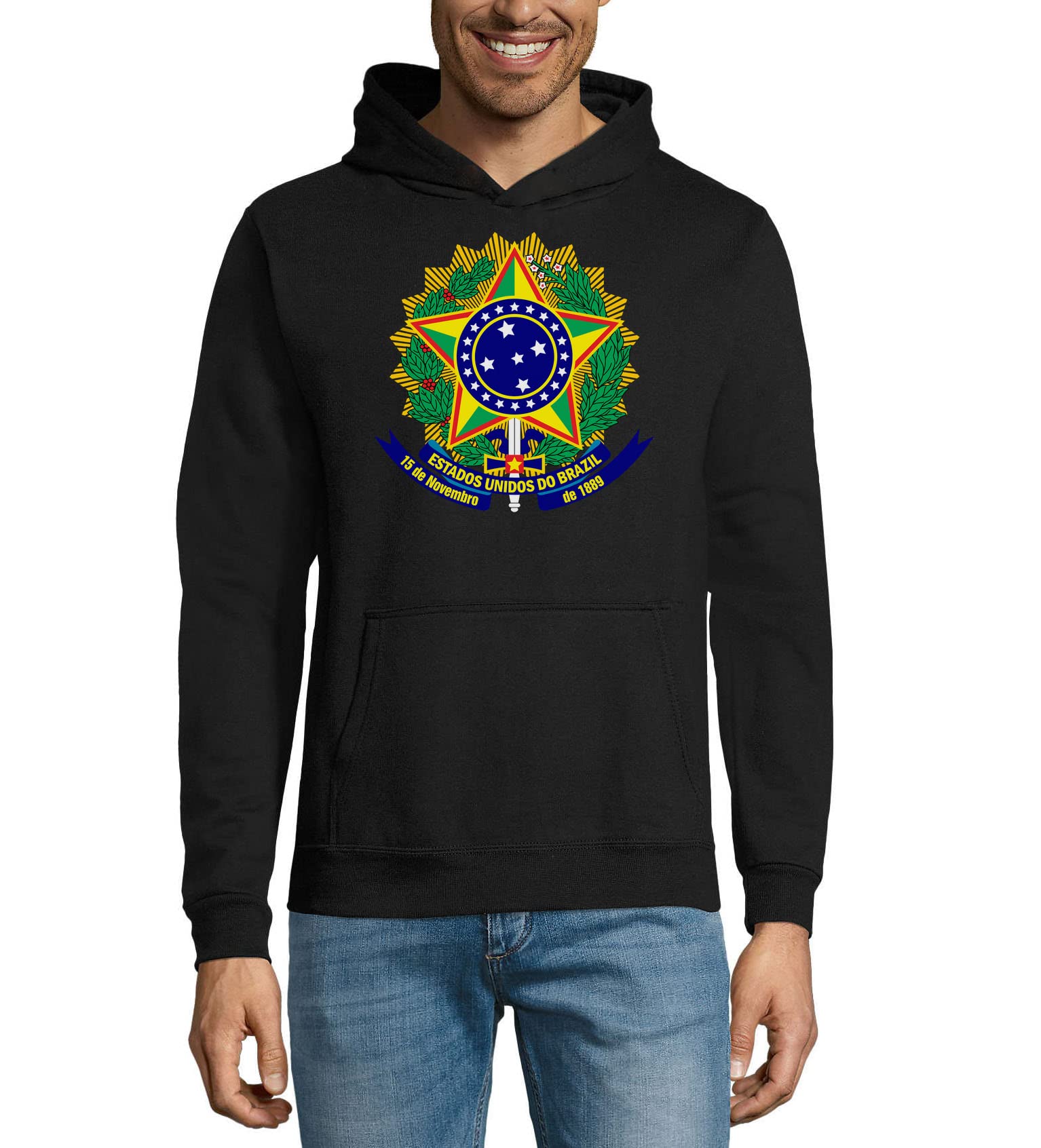 Herb Brazylii unisex mieszanka bawełny bluza z kapturem bluza z kapturem czarna