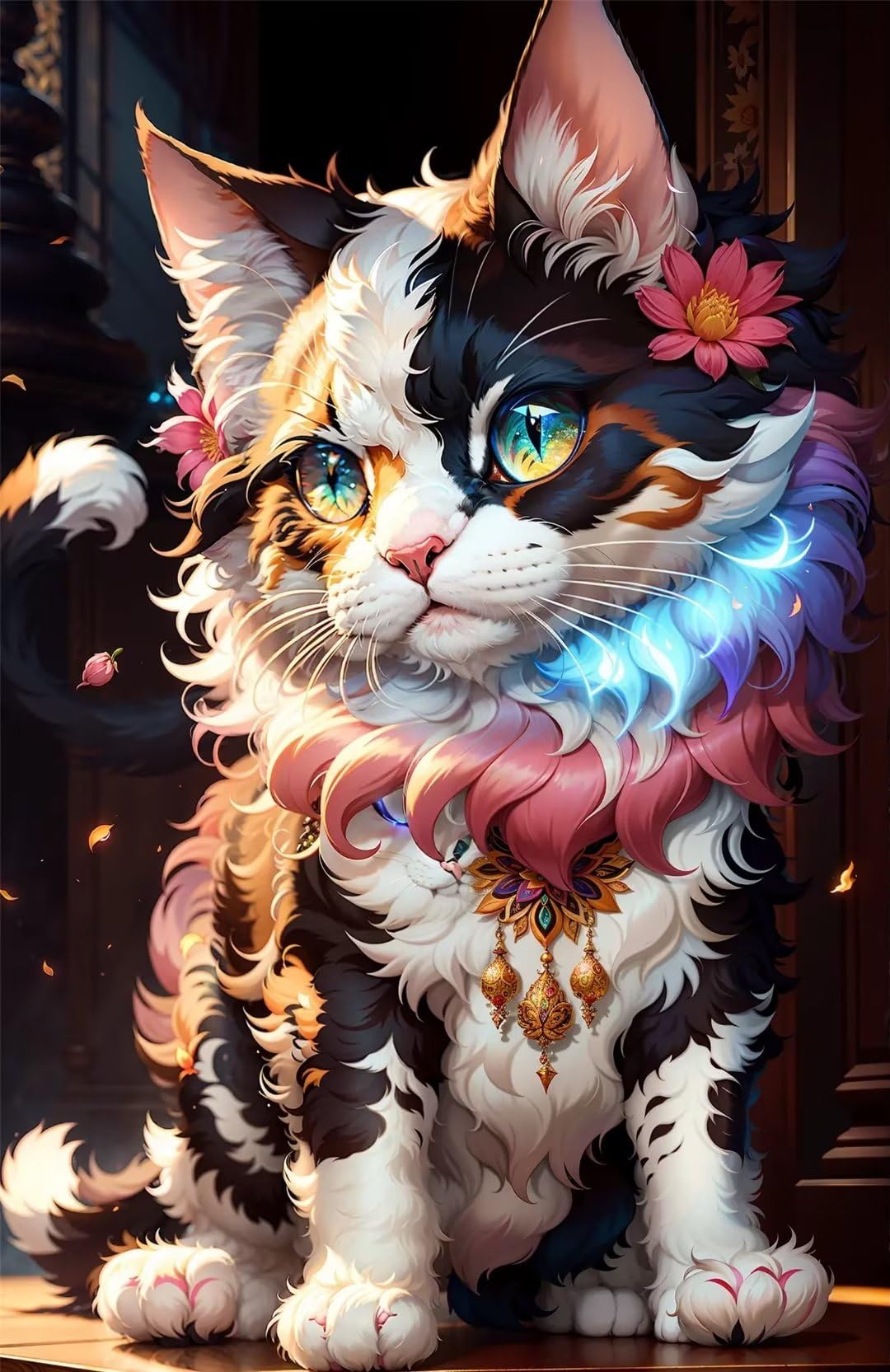 Diamond painting chat 5D DIY grand format 80x100cm pour décoration intérieure