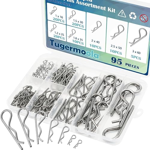 95PCS 7 Sizes Stainless Steel Hitch Pin Clip Assortment Kit