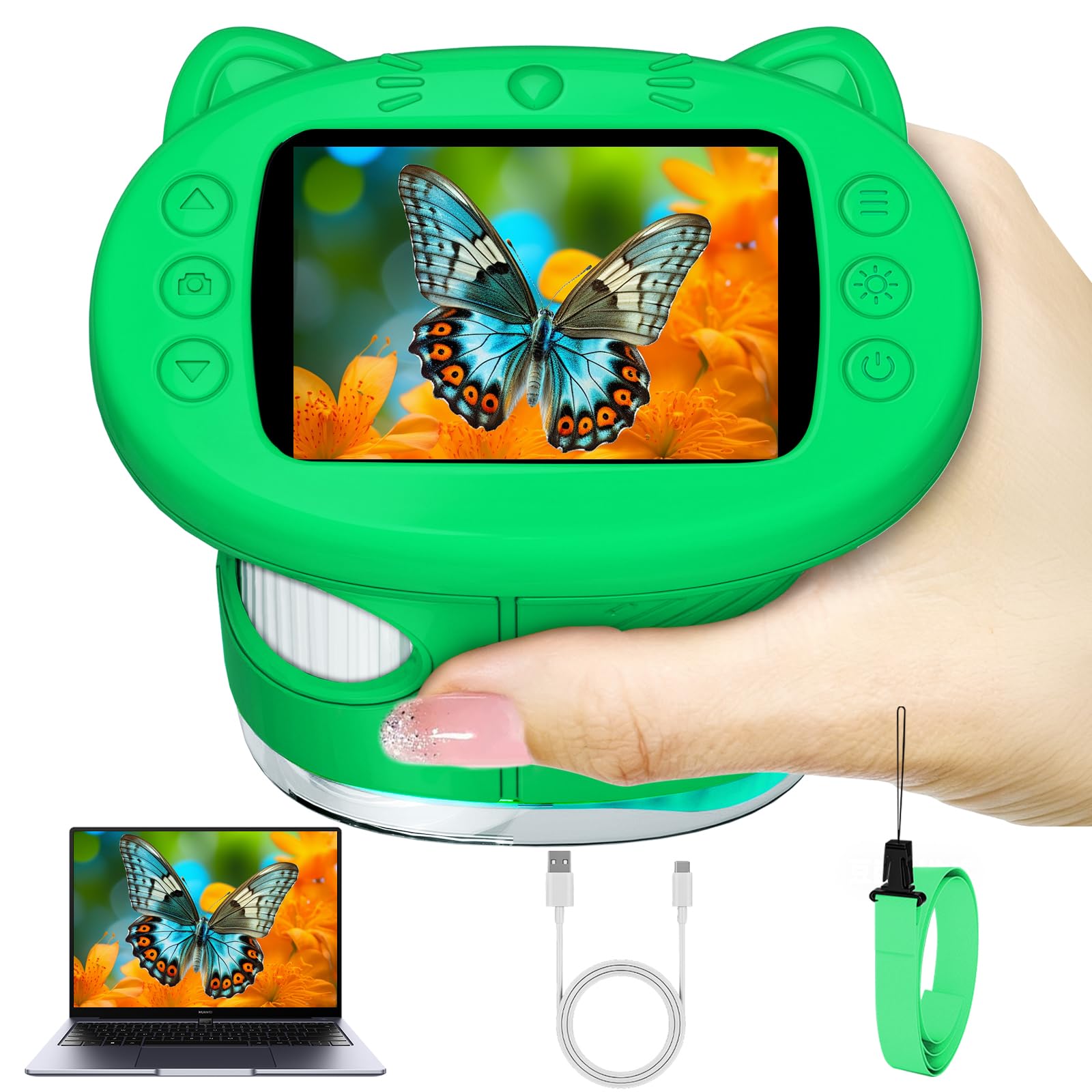 Mikroskop für Kinder, 1000X Tragbares Handmikroskop mit 2.4'' Bildschirm, Digitales Tragbares Taschen Mikroskop, Weihnachten Geburtstag Geschenke für Kinder ab 3 Jahren