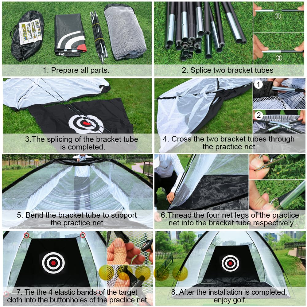 JARAGAR - Rete per allenamento da golf, 3 x 2,8 m, con tappetino da colpire e borsa per il trasporto, per guida in cortile, reti da golf per giardino, attrezzatura da allenamento indoor outdoor