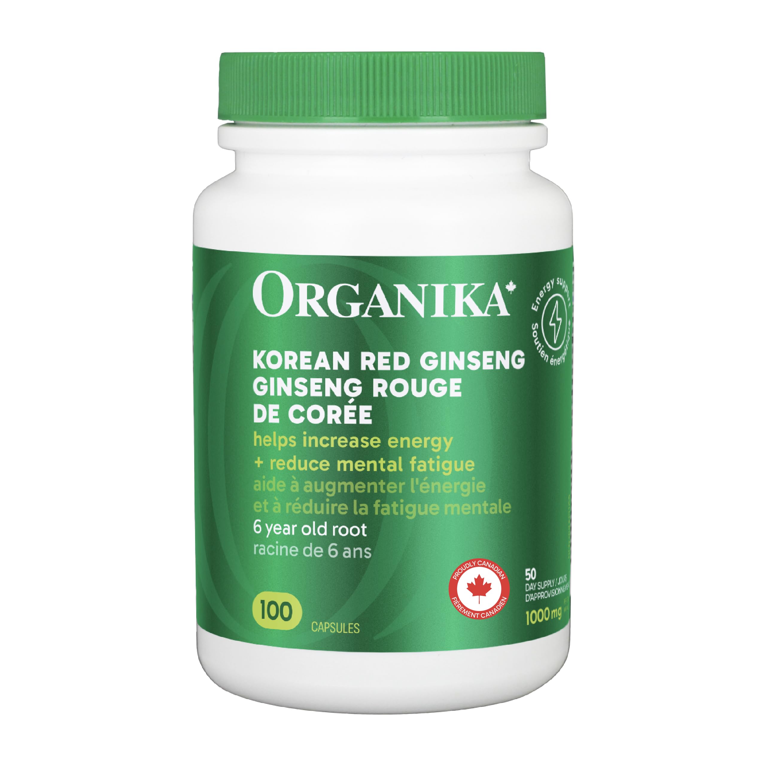 Korean Red Ginseng- 6 Year Old Roots, Energy Support, Stress Support, Warming Effect- 100caps