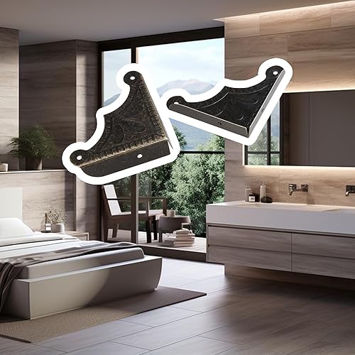 Miniatura 5 de Caja de 20 piezas de latón antiguo triángulo ratán tallado madera borde guardia muebles esquina bronce