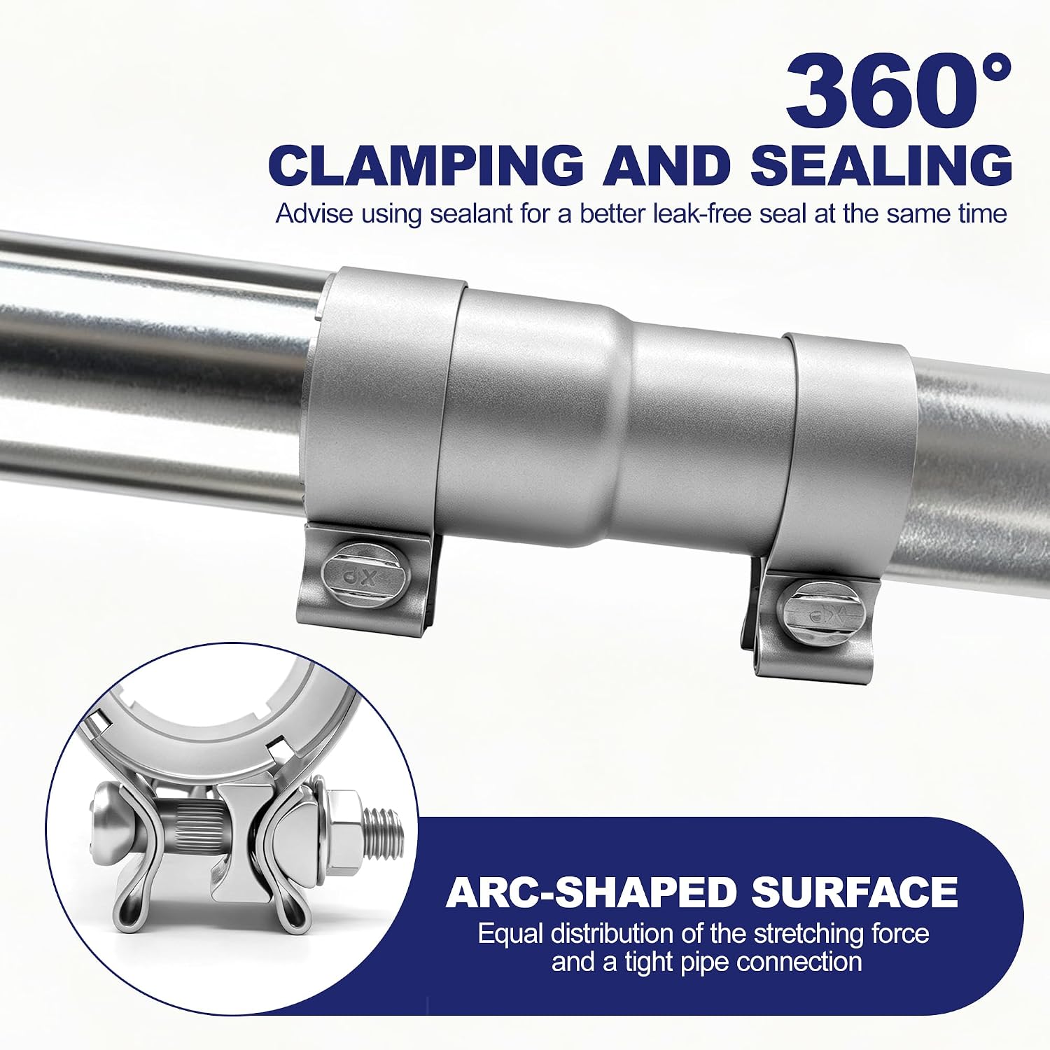 2.5 to 3 Inch Exhaust Adapter, 304 Stainless Steel Exhaust Reducer