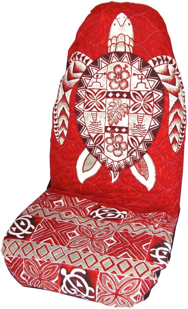 Side Airbag Compatible; Red Honu (Sea Turtle) Hawaiian Car Seat Covers (Standard Size) Set of 2