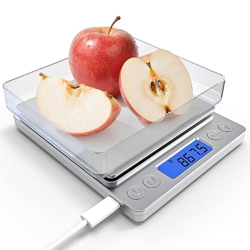 Miniatura 3 de Báscula digital recargable de alimentos con gramo y onzas, rango de medición de 0.00 oz/6.6 lbs (6.6 libras), báscula de cocina inteligente para