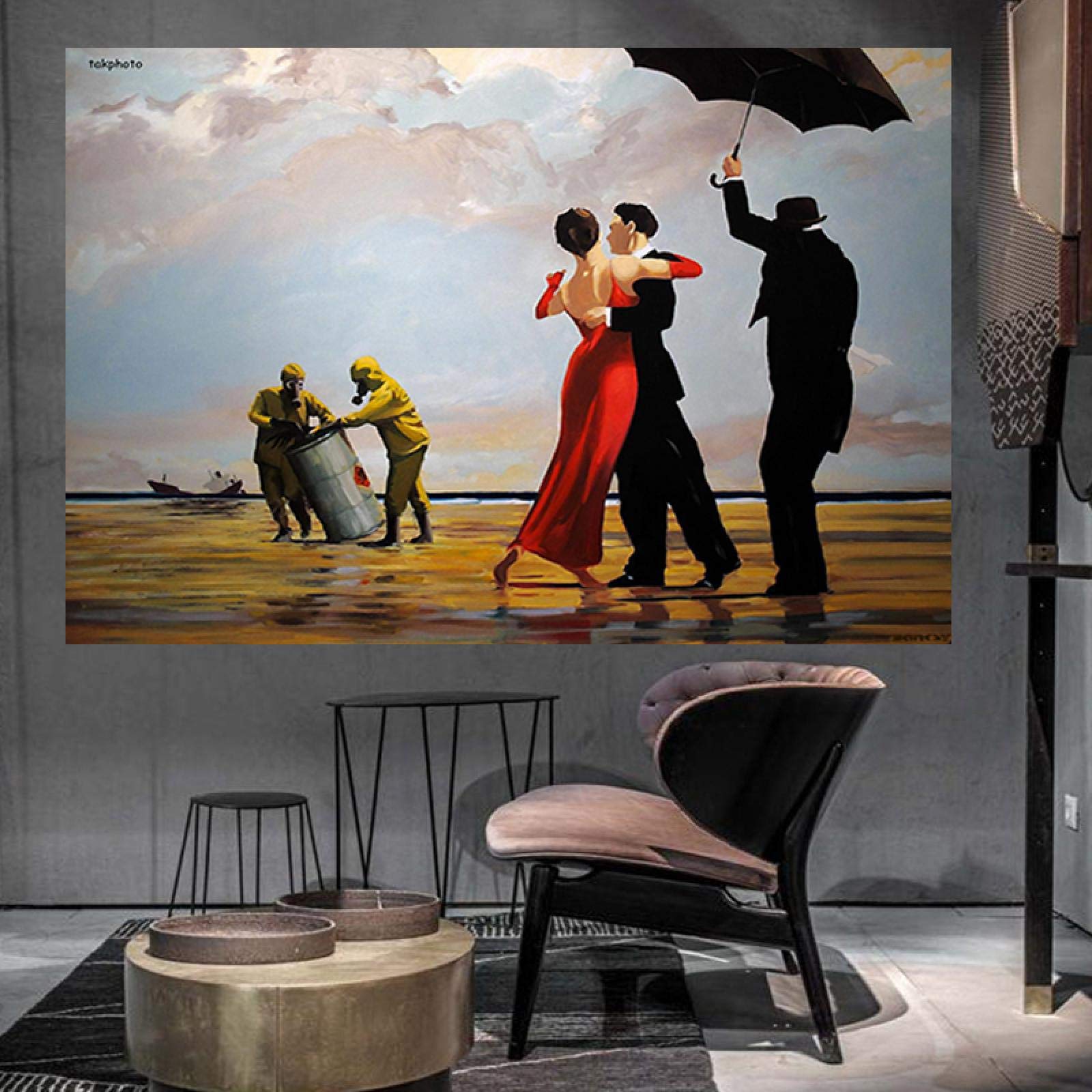 Abstrait Graffiti Art Toile Peinture Danse Edward Hopper Affiche et Impression Mur Art Photos pour Salon Décoration Murale 80x100cm (32x39in) Sans Cadre