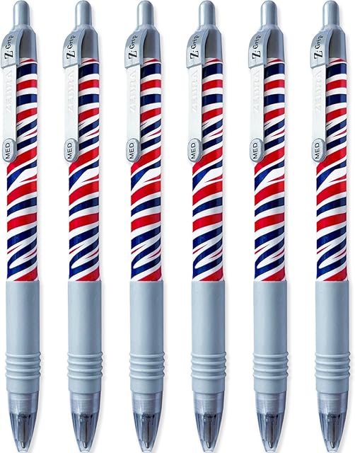 Zebra Z-Grip Smooth - Retractable Ballpoint Pen - Pack of 6 - Black Ink - Queen Jubilee Edition