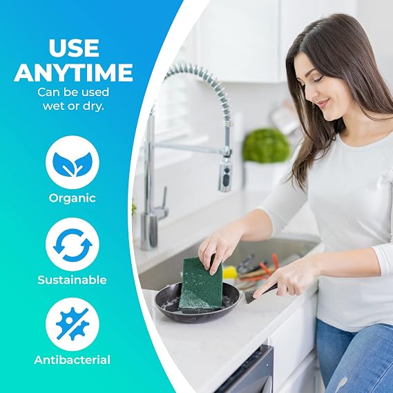 Blue Turtle Scouring Pads 6-Pack Heavy Duty Kitchen Scrubbers for Dishes Dish Washing Scrubbers with Efficient Scouring Power Wet or Dry Use Eco-Friendly and Durable Scrub Pads