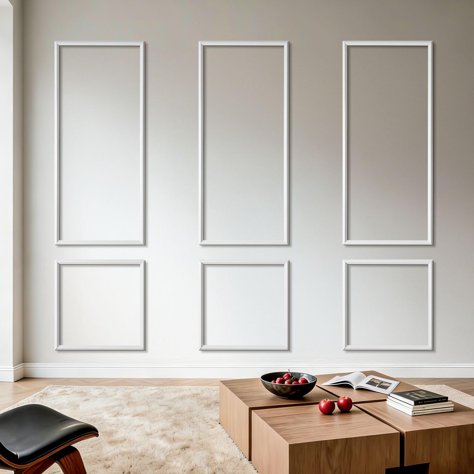 VEVOR Modanature per Pareti Confezione da 3, Pannelli per Rivestimento, Polistirene Leggero Verniciabile Facile da Installare, Profilo Largo Impermeabile per Interni Soggiorno, Camera da Letto