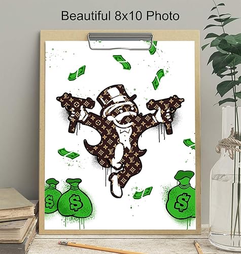 Miniatura 3 de Monopoly Man High Fashion Poster - Funny Graffiti Wall Art Print - Gangster Home Decoration - Urban Gangsta Room Decor for Dorm or Teens Bedroom -