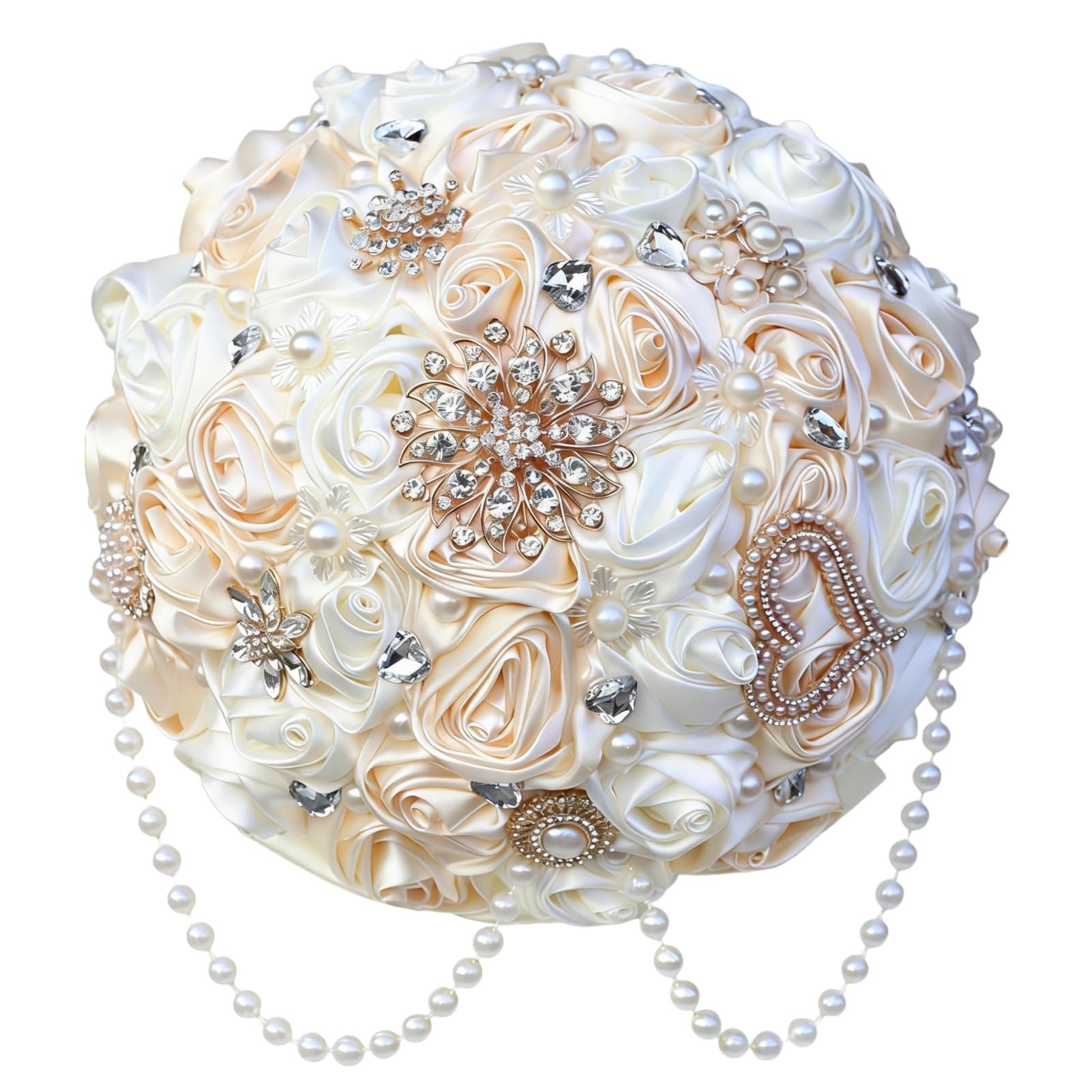 Amazon.com: Gkvszy Ivory and Champagne Bridal Wedding Bouquet with