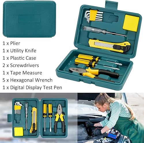 Miniatura 7 de AUTODECO Kit de seguridad de emergencia para automóvil, 131 piezas, con compresor de aire, cable de puente, medidor de presión de neumáticos, kit de