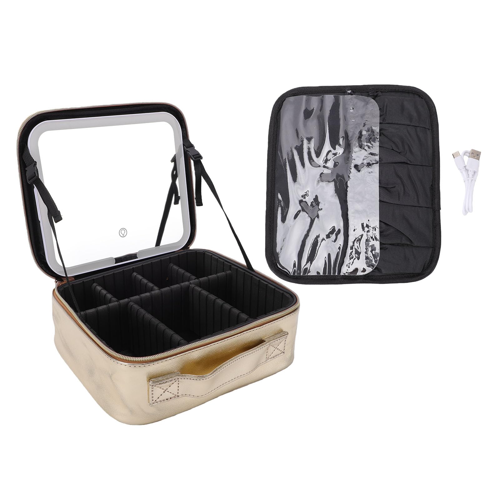 Naroote Coffret Maquillage Miroir LED Voyage Portable 3 Couleurs