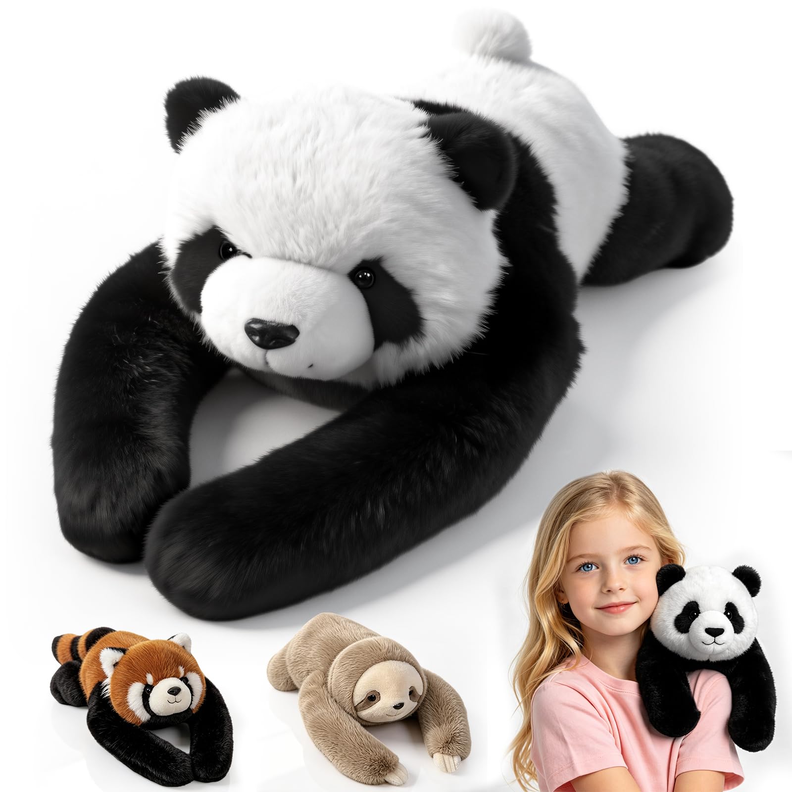 FUHSY Weighted Panda Plush Toys,43cm Small Cute Panda Animals with Long Weighted Arms Soft Plushes Pillow for Comfort & Relaxation,Soft Plush Teddy Toy Gifts for Kids & Adults Sleep Support (Small) â image 1