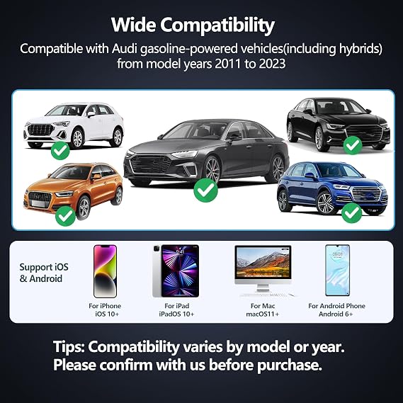 OBD2 Scanner Bluetooth, Wireless Car Scanner Diagnostic Tool for Audi Check Engine Light, Read and Clear Code, Unlock Hidden Features, Live Data, Performance Test, Available for iOS & Android