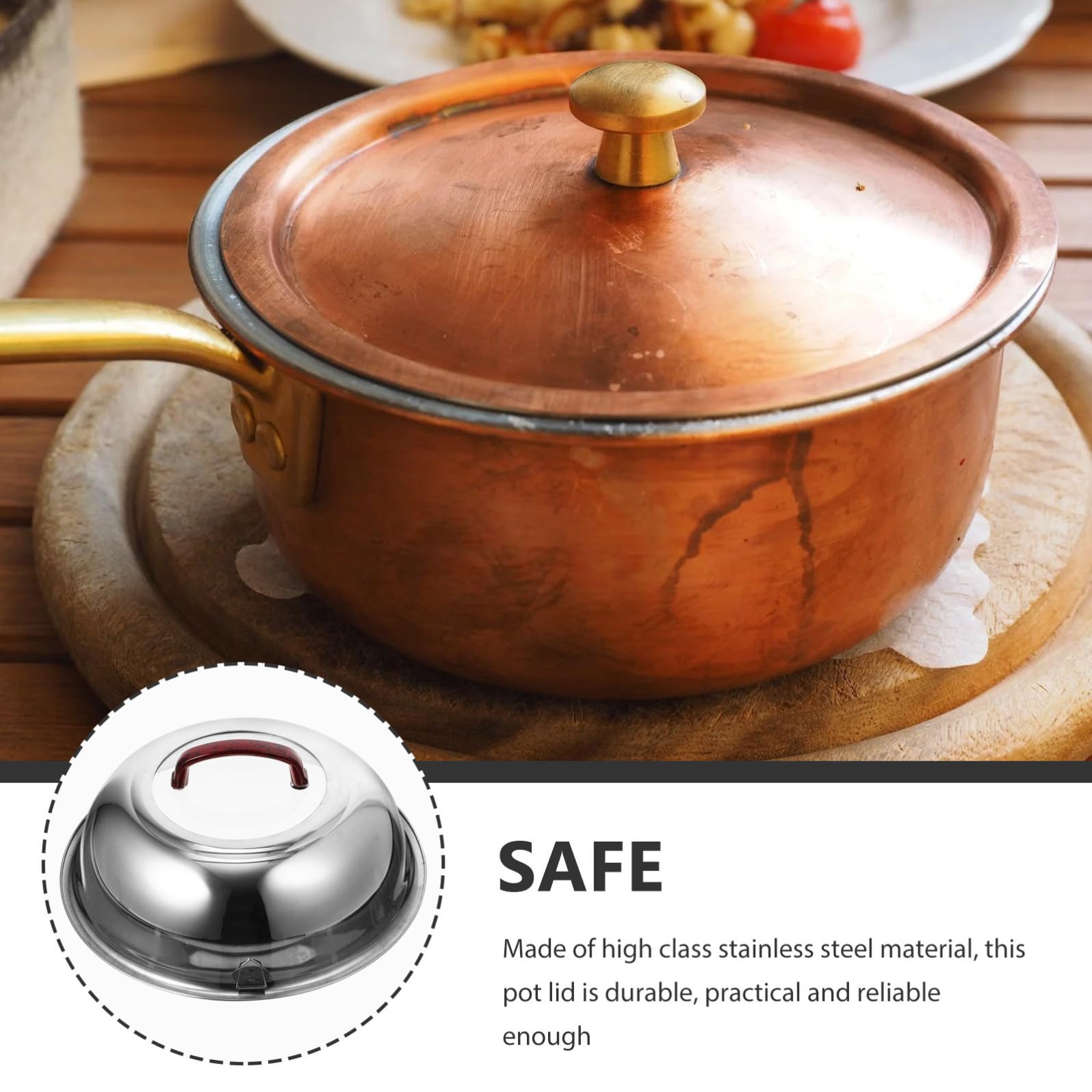Sosoport Coperchio per Pentola Rotondo in Acciaio Inossidabile Vetro, Manico Anti-scaldatura e Design Visibile per Cucina a Gas