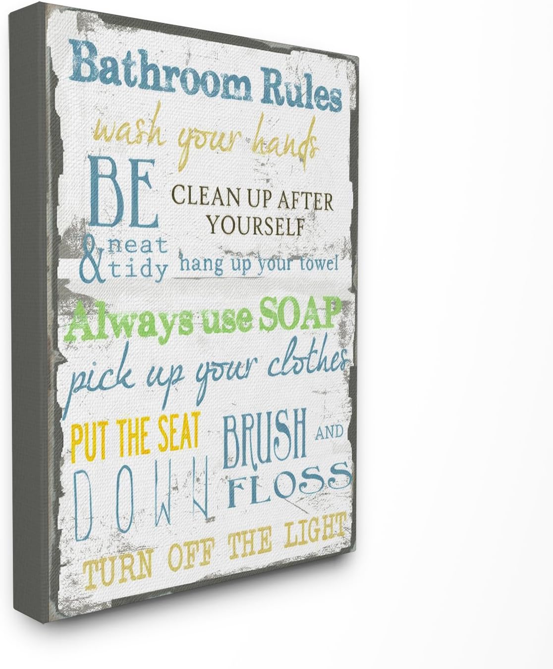 Stupell Industries Classic 'Bathroom Rules' Typography Oversized Framed Giclee Texturized Art