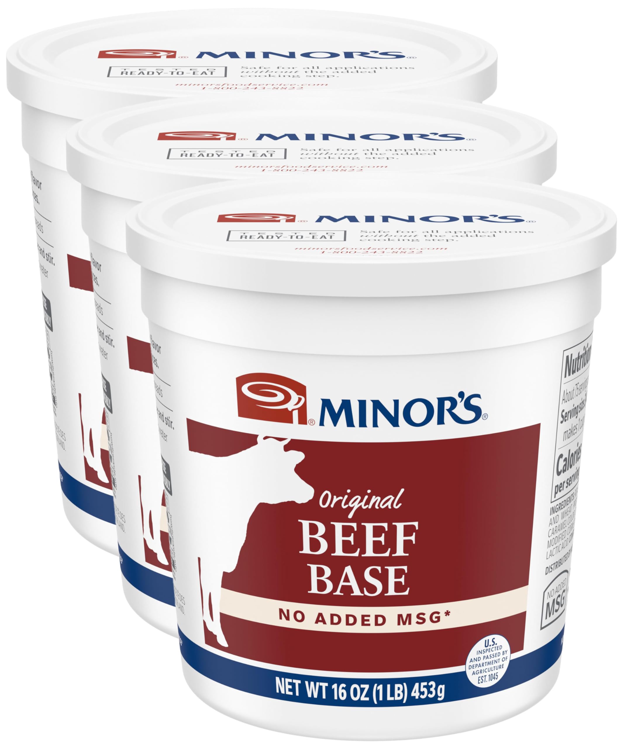 Minor's Beef Base and Stock, Great for Soups and Sauces, 0 Grams Trans Fat, No Added MSG, 16 oz (Pack of 3)