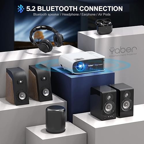 Miniatura 7 de Proyector con WiFi 6 y Bluetooth, YABER C450 19000L 4K soporte nativo 1080P proyector portátil para exteriores, 200 pulgadas Max 4P4D Keystone con