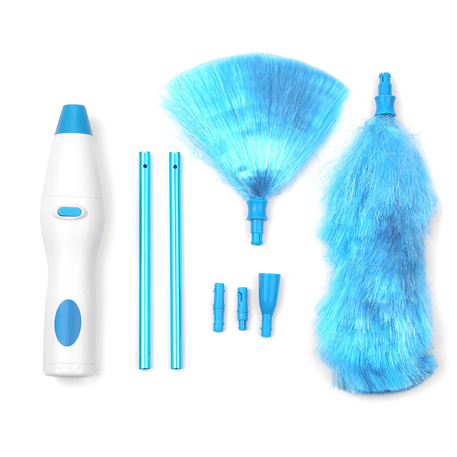 Eacam Handheld Battery Operated Electric Spin Duster Feather Duster Retractable Microfiber Cleaning Brush Hand Dust Duster Brush Dust Removal Tool with 2 Brush Head