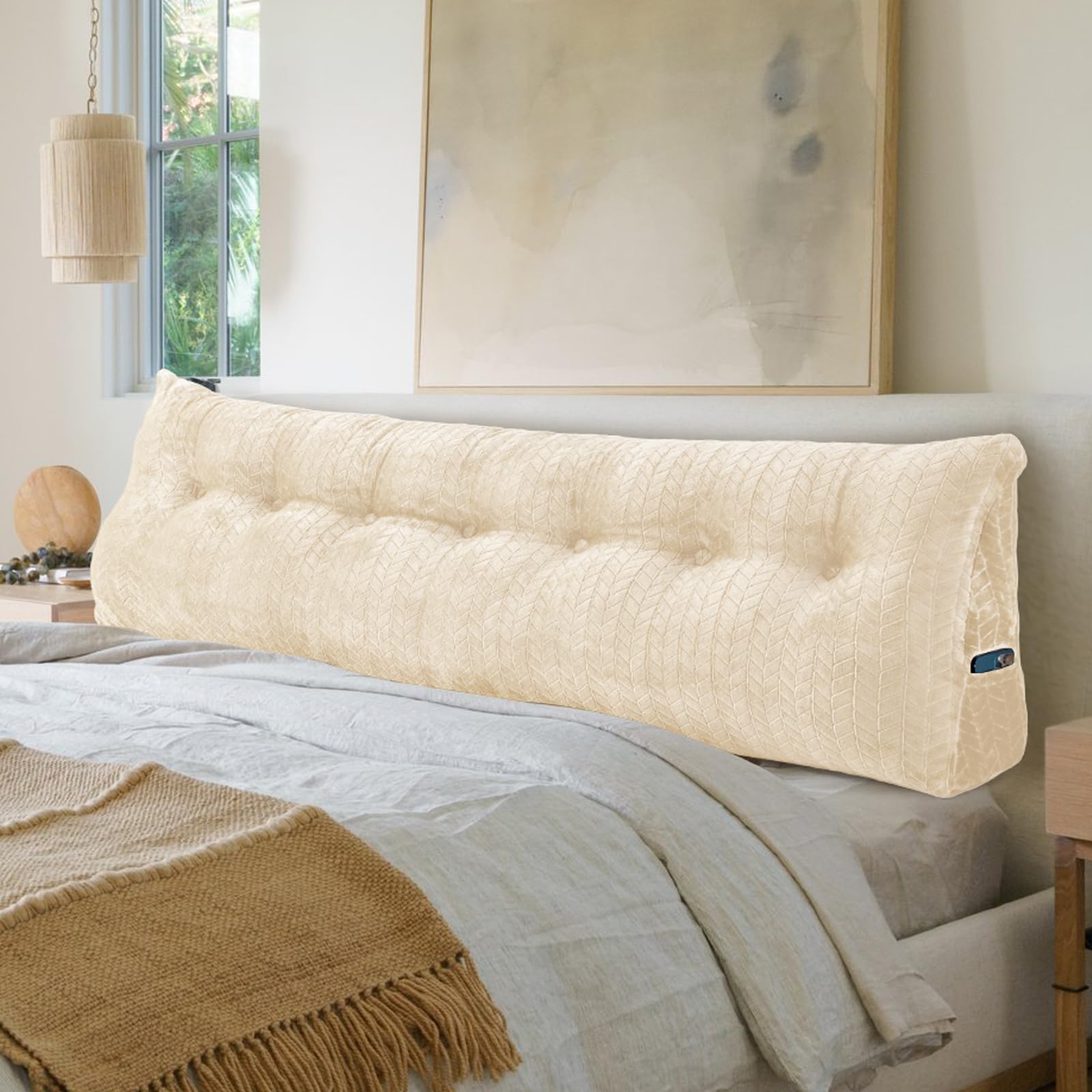 Almohada triangular grande para cabecero de cama, soporte de espalda, respaldo y posicionamiento, almohada de lectura para sentarse con funda extraíble