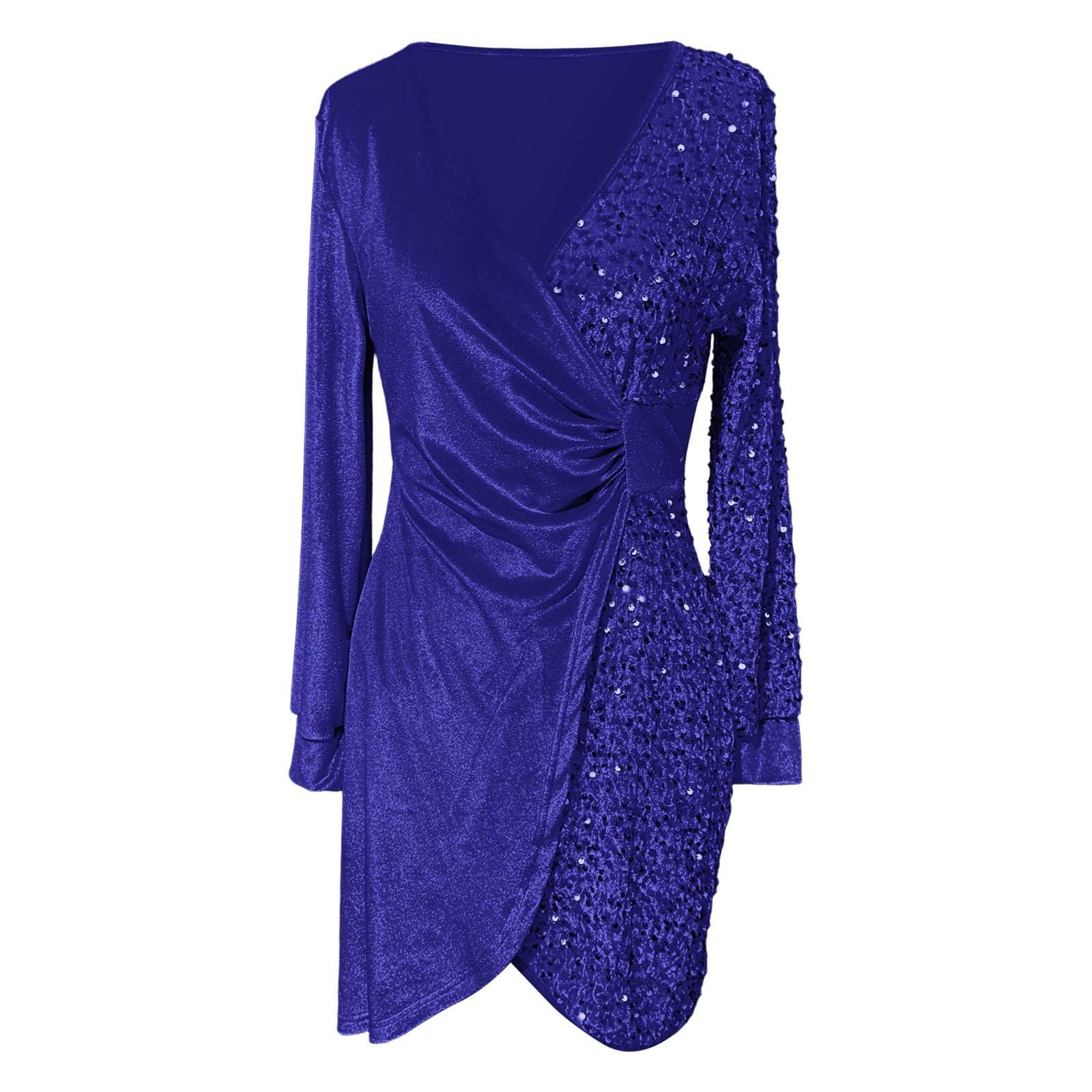 Vestido de noche de terciopelo para mujer, elegante vestido de lentejuelas con purpurina, manga 3/4, cuello en V, vestido de lentejuelas, largo hasta la rodilla, vestido de cóctel, boda