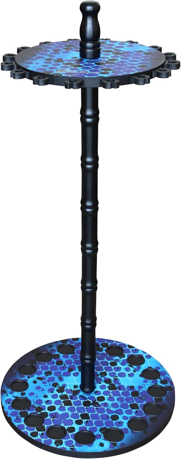 Rush Creek Creations | Round Spinning Rod Holder for 16 Freshwater Poles, Gear, and Accessories | Rack With 16 Clips for Garage Organization