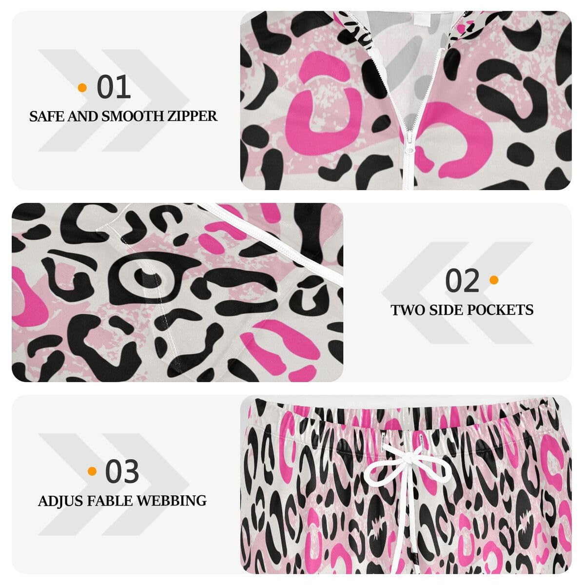 Conjunto deportivo de 2 piezas para mujer, diseño de labios besados, piel de leopardo, conjunto deportivo de manga larga, conjunto deportivo de piel de animal