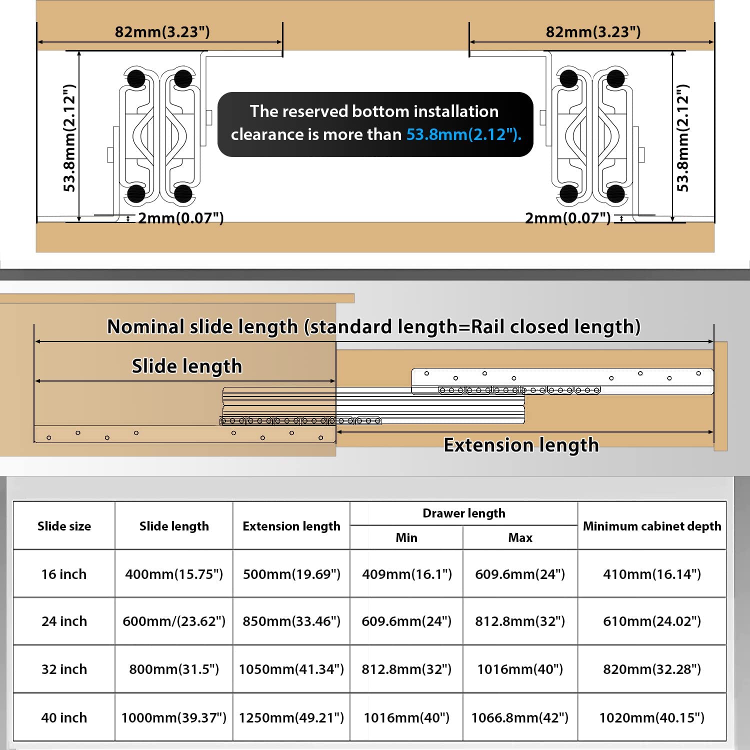 Extend Undermount Rails Snapklik.com : YENUO Undermount Heavy Duty Drawer Slides Full Extension ...