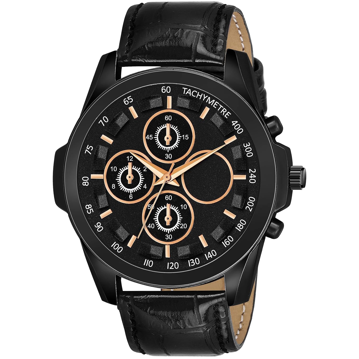 DHRIYA Mens Delton Analog Dial Leather Strap Wrist Watch (Black) (B0CJYFCBLV) Amazon Price History, Amazon Price Tracker